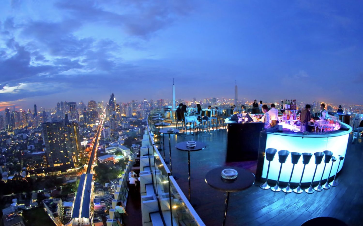 Visit the Rooftop Bars in the evening in Bangkok