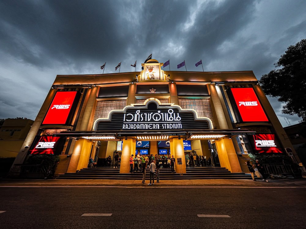 The facade of Rajadamnern Stadium